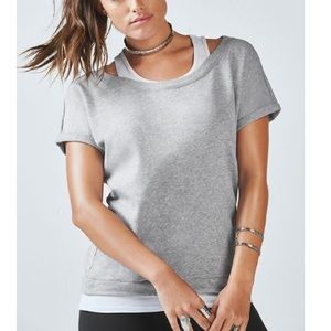NWOT! FABLETICS Tasha gray whit top pullover XL